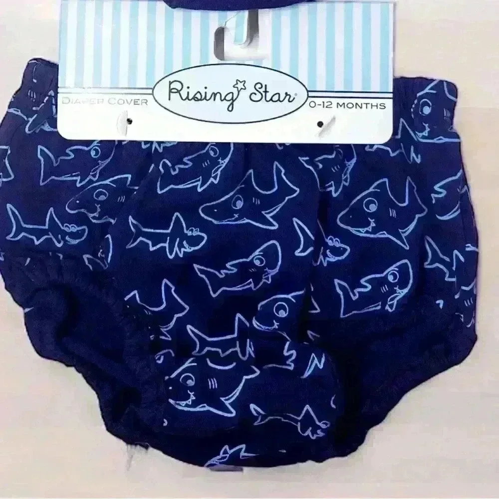 2-Baby Boutique Diaper Covers Sailboat And Shark Design Blue 0-12 Months